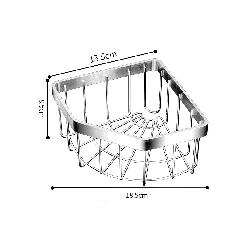 Kitchen Storage Drain Basket Adjustable Soap Sponge Shelf Bathroom Space Saving Storage Rack Wall Mounted Drain Basket
