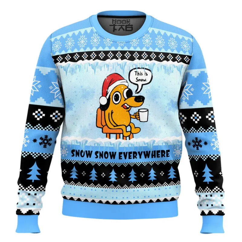 This is Fine Meme Christmas Ugly Sweater 2025 Winter Warm Gift Holiday Christmas Party Funny Pullover Plus Size Xmas Jumper