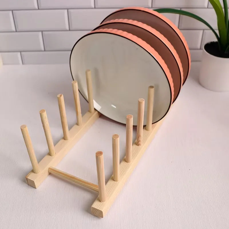 Multi Functional Storage Rack Kitchen Storage Mechanism Tableware Drainage Wooden Tableware Drying Rack Kitchen Accessories