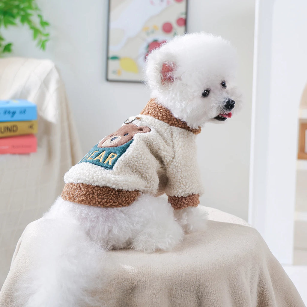 1Pc Cat Dog Pet Clothes Plush Zoo Sweater Bear Jacket Winter Thickened Warm and Cold Cat Jacket