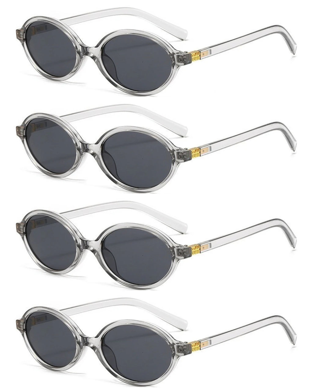 4PCS Fashion Korean Sweet Cool Spicy Girl Sunglasses for Women Men  Retro Oval Fashion Eyewear