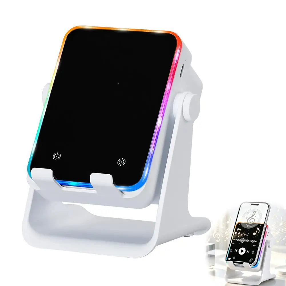 360° Rotating Phone Speaker Dock  Instant Induction Playback, RGB Rhythm Lights For Movies Music Accesories