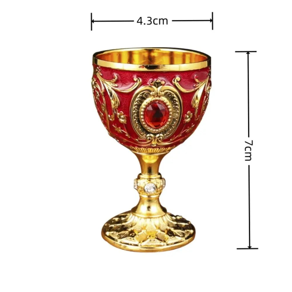 Vintage Embossed Wine Cup Metal European Style Goblet Drinkware Anti-break Diamond-encrusted White Wine Cup