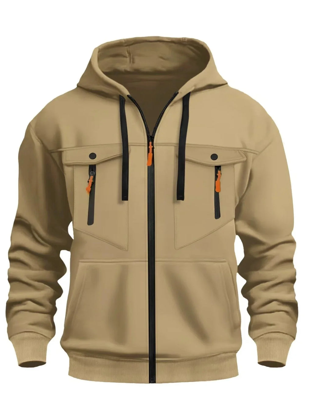 Casual Men's Zip-Up Hoodie Trendy Streetwear Comfortable Loose Fit Autumn Winter Keep Warm Sweatshirt Fashionable Men's Clothing