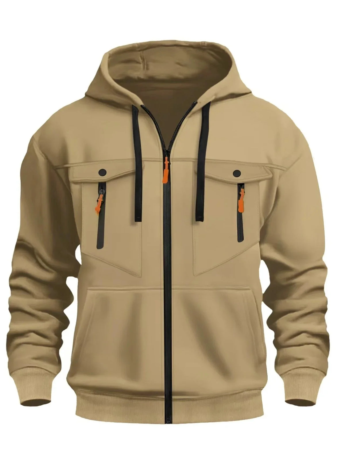 Casual Men's Zip-Up Hoodie Trendy Streetwear Comfortable Loose Fit Autumn Winter Keep Warm Sweatshirt Fashionable Men's Clothing