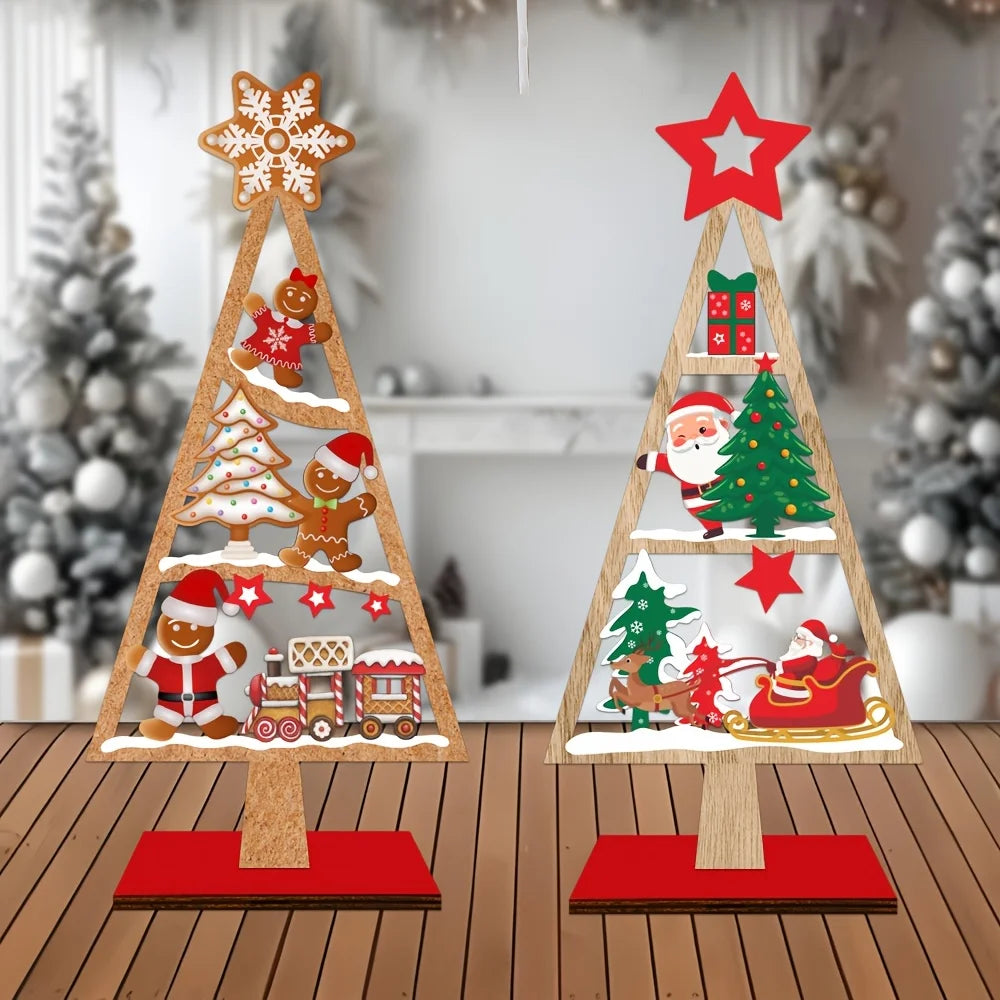 Christmas Ornaments Wooden Christmas Tree Desktop Decoration Party Holiday Atmosphere Arrangement Creative Small Gift