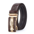 Men's Belt Fashion Crocodile Pattern Belt Alloy Automatic Buckle Strap Casual Business Style Jeans Belt