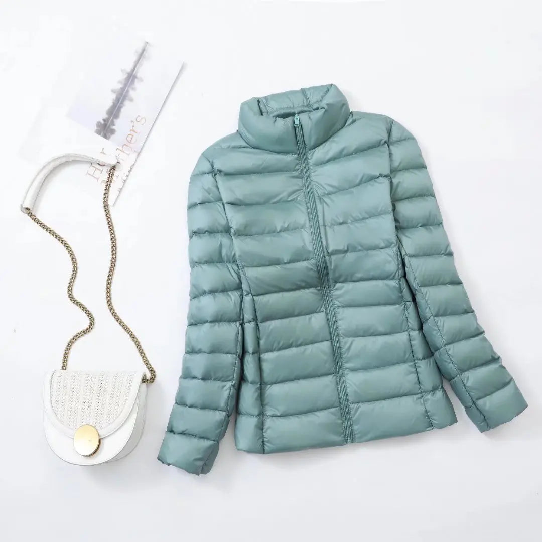 Autumn and Winter Women's 2025 New Lightweight Down Jacket Women's Vertical Collar Outdoor Windproof Warm Down Jacket Coat