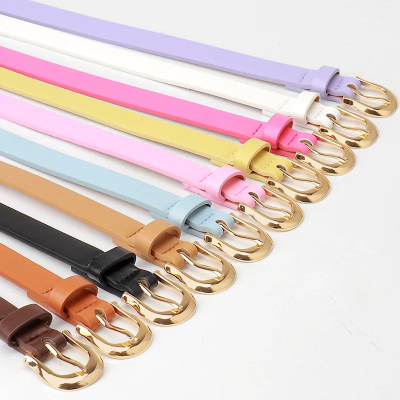 1.8x103cm Women's Thin Belt Versatile Korean Style Simple Candy Color Jeans Belt Decorative Skinny Waistband