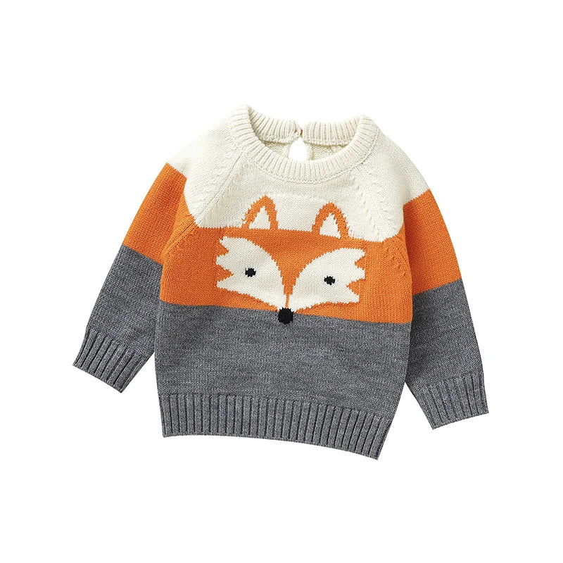 Baby Sweaters Knitted Newborn Kid Clothing Fashion Striped Cute Fox Tops Outerwear Infant Girls Boys Pullover Long Sleeve Autumn