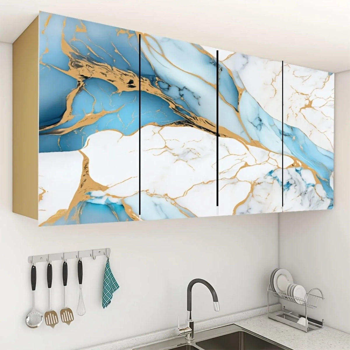 8M Marble Decor Stickers for Kitchen Cabinet Countertop Renovation Self Adhesive Waterproof Oil Proof Aluminum Foil Wallpaper