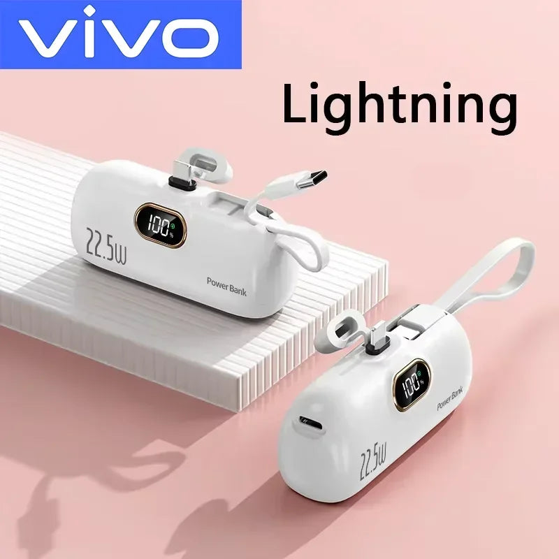 VIVO 500000mAh Mini Power Bank Fast Charging Portable Charger 22.5W Lighting Type-c for iPhone Huawei Emergency External Battery