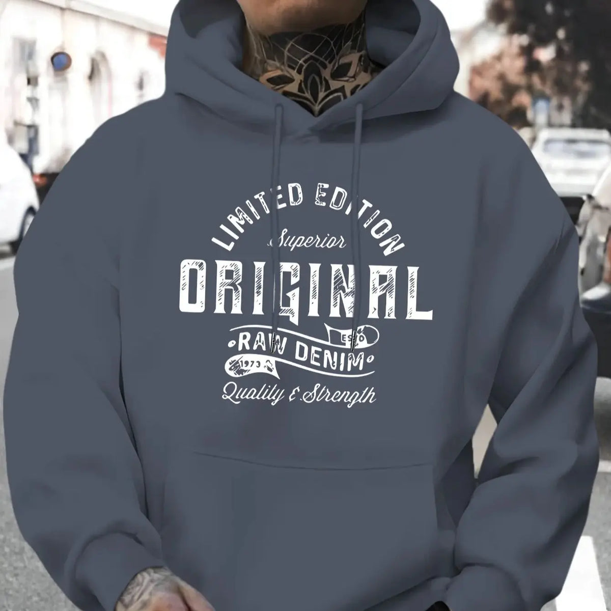 Men's Top Men's Long-Sleeved Round Neck Loose Plus Size Autumn and Winter Hooded Sweatshirt T-Shirt Top