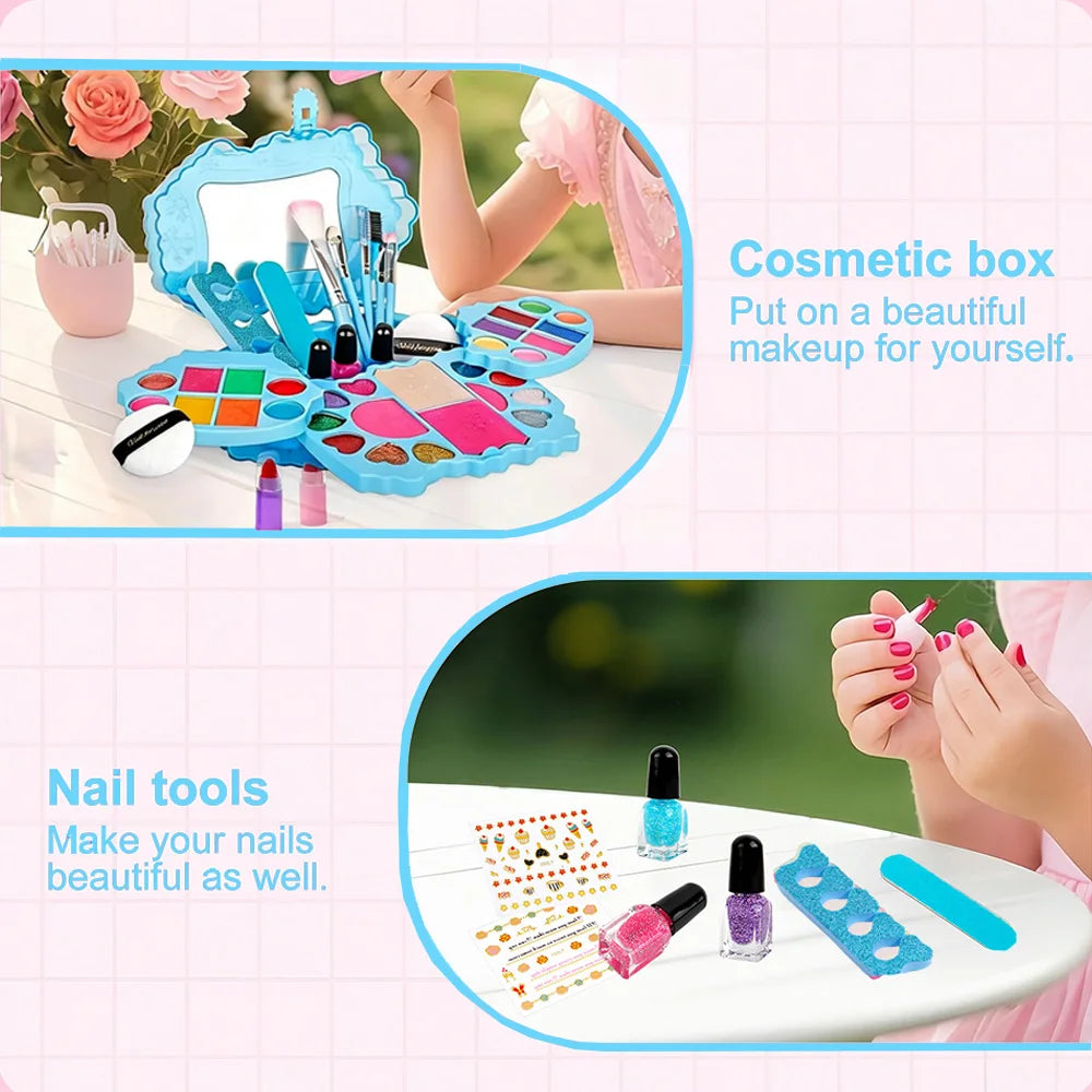 Kids Washable Makeup Girl Toys Kids Makeup Kit for Girl Real Make Up Set Snow Box Kids Nail Art Kit for Girl
