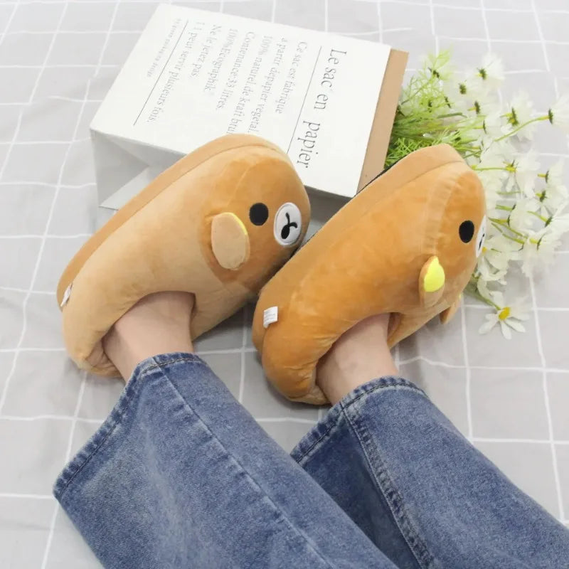 Luxury Winter Bear Cotton Ladies Slippers House Home Cartoon Cute Bear Home Indoor Couple Female Warm Indoor Slipper Casual