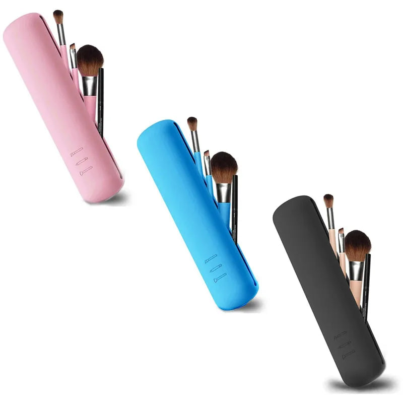 Silicone Brow Pencil Case Makeup Brush Eyeshadow Brush Storage Set Dust-Proof Simple Portable Travel Bag Specific
