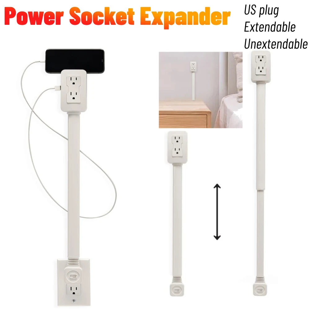 Power Socket Expander 2 Sockets 180° Rotation Stretchable Electrical Outlet Extender Power Socket Sofa Bedside Table Expander