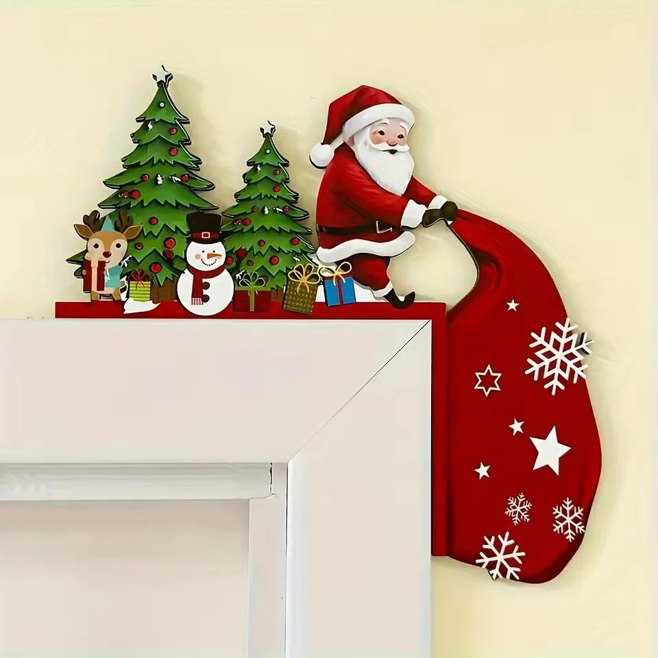 1 Piece of Antique Wooden Christmas Door Corner Decoration Merry Christmas Decor for Home Navidad Xmas Ornament New Year
