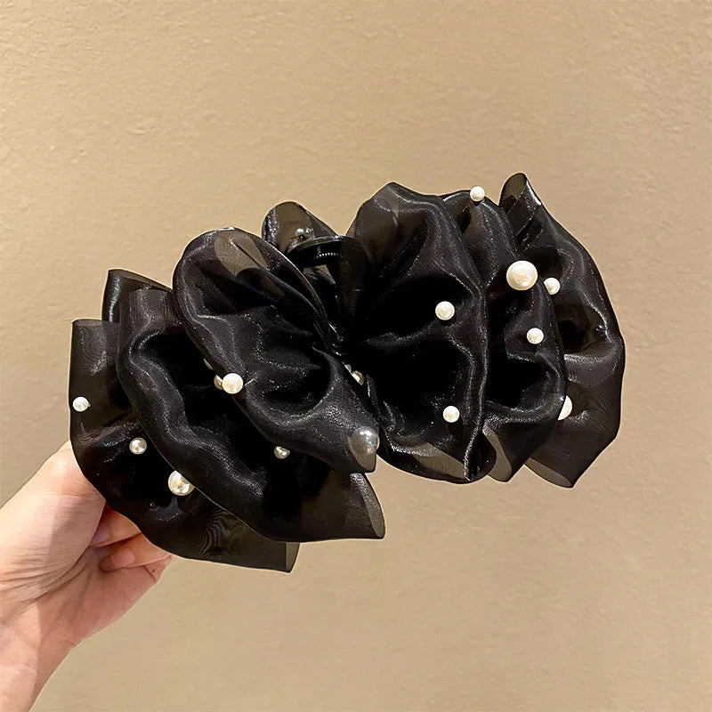 Elegant Temperament Pearl Big Bubble Hair Clip for Woman Shark Clip Fashion Girls Back Head Hair Clamp