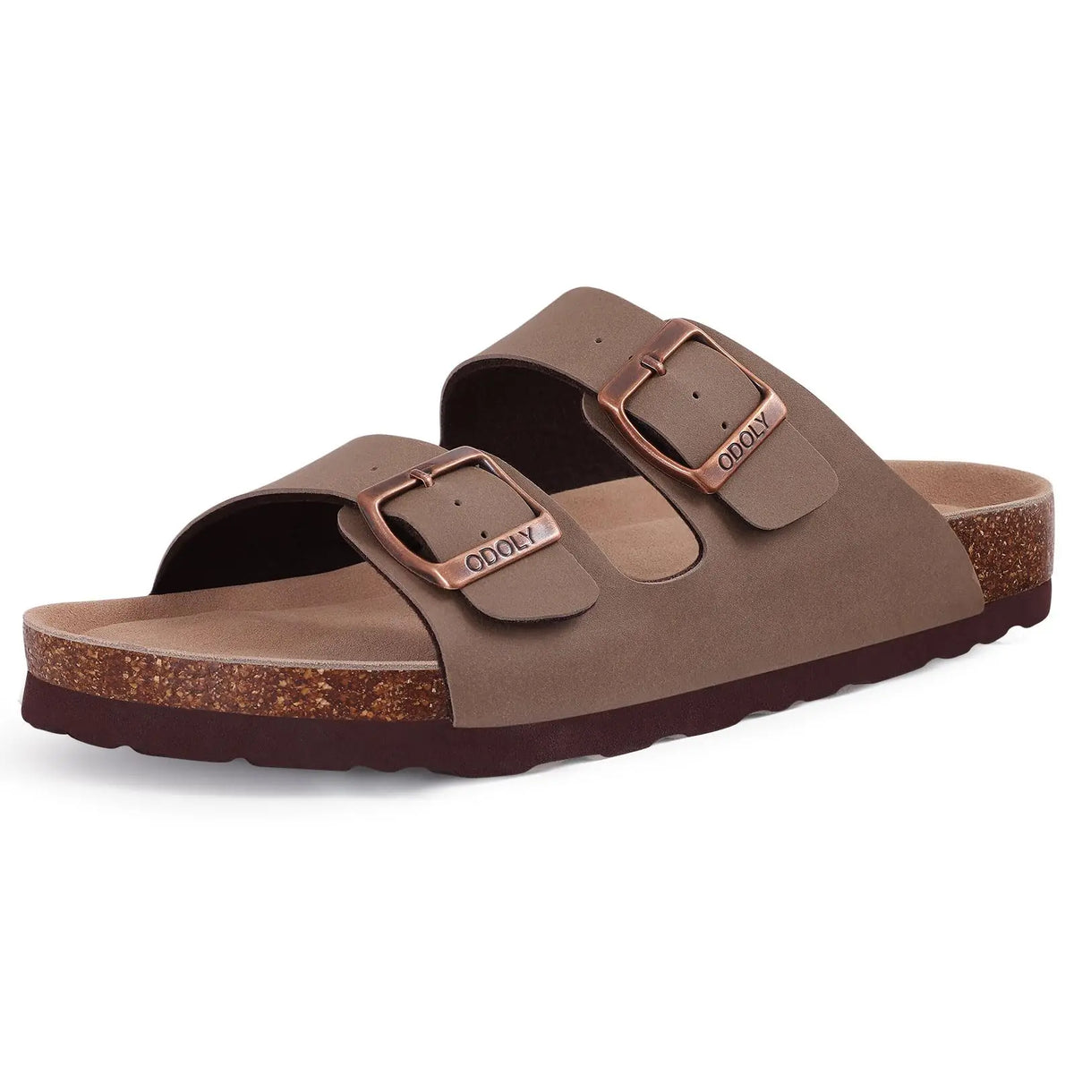 Kidmi Men's Cork Footbed Slide Sandal Slip On Sandals  Women Cork Sandals Nonslip Beach Sandals Female Adjustable Buckle Slides