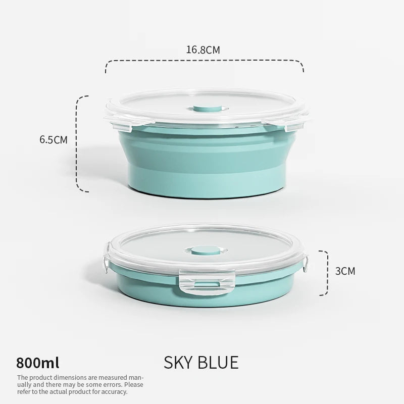 Collapsible Food Storage Containers Silicone Lunch Box with Lid Food Bowls Kitchen Stackable Lunch Box for Pantry Freezer Safe