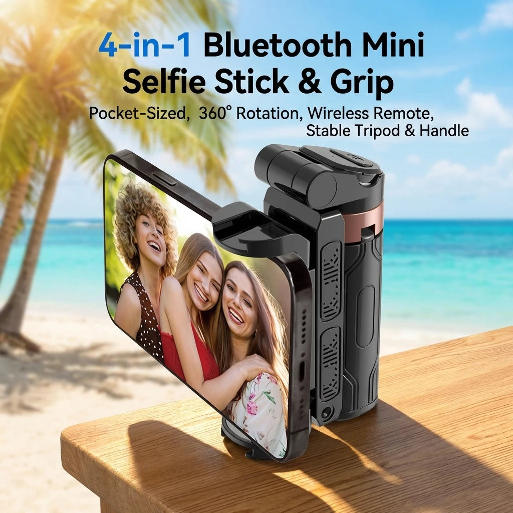 Super Mini Portable Selfie Stick Bluetooth Remote Versatile Integrated Design Phone Holder for Live Broadcasts