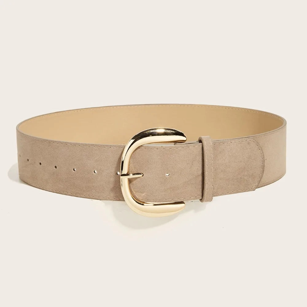 Maillard Styles Suede Leather Wide Belt Luxury Design Trendy Pin Buckle Waistband Versatile Casual Trouser Dress Belts Gifts