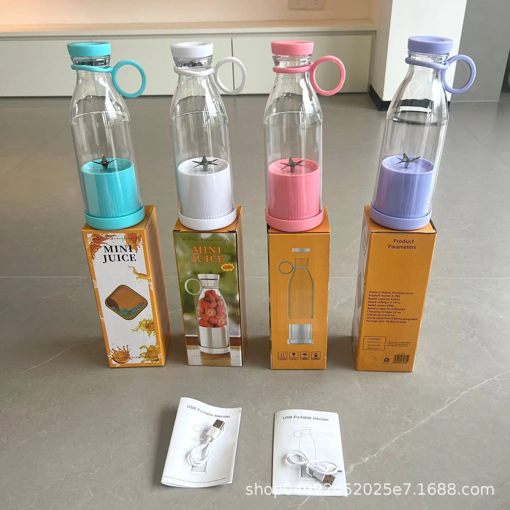 Mini Wine Bottle Juicer 420ml Portable Stirring USB Charging Juicer Cup Household Multifunctional Electric Juicer Household Item