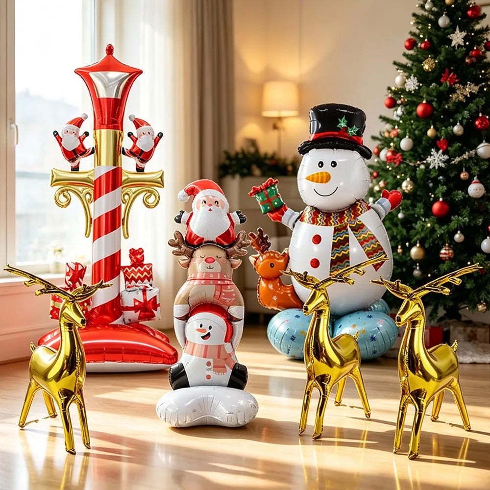 Christmas Indoor Decor Hormel Party Balloon Large Standing Street Light Santa Claus Snowman Balloon Xmas Christmas Balloon