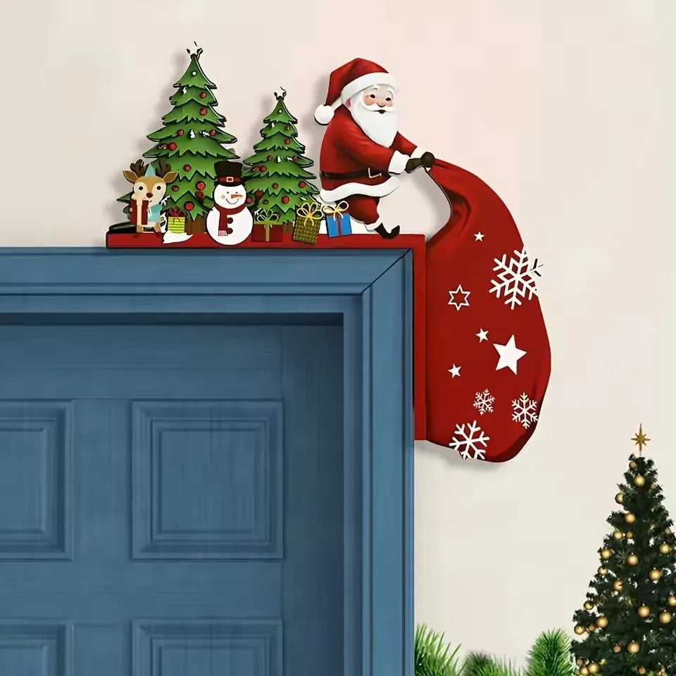 1 Piece of Antique Wooden Christmas Door Corner Decoration Merry Christmas Decor for Home Navidad Xmas Ornament New Year