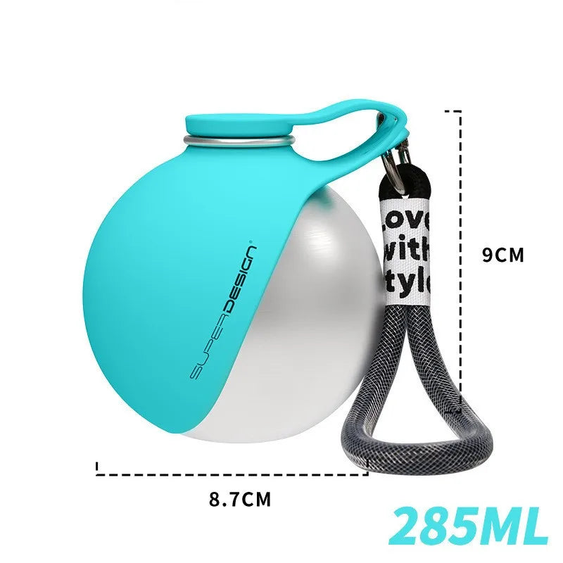 285ml Portable Dog Water Bottle Stainless Steel Travel Pet Water Dispenser Puppy Water Bottle for Outdoor Walking Hiking