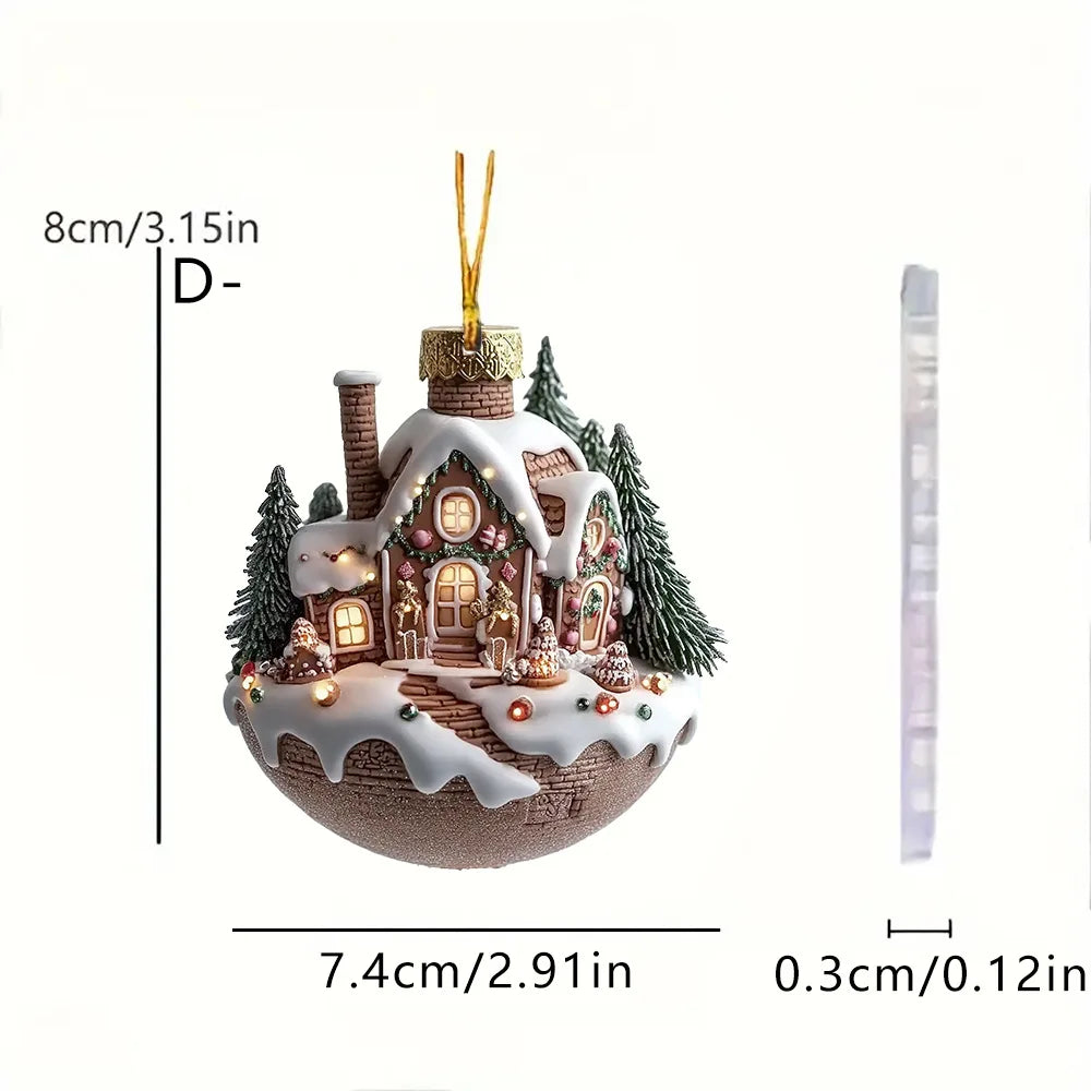 Christmas Tree Decorations 2D Acrylic Flat Cottage Warm Little Coffee Cup Hanging Pendant Ornaments New Year Home Party Decor