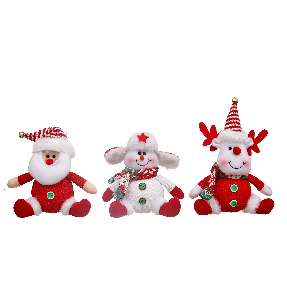 Christmas Plush Hanging Ornaments Santa Snowman Reindeer Doll Pendant with Scarf for Xmas Tree Home Holiday Party Decor
