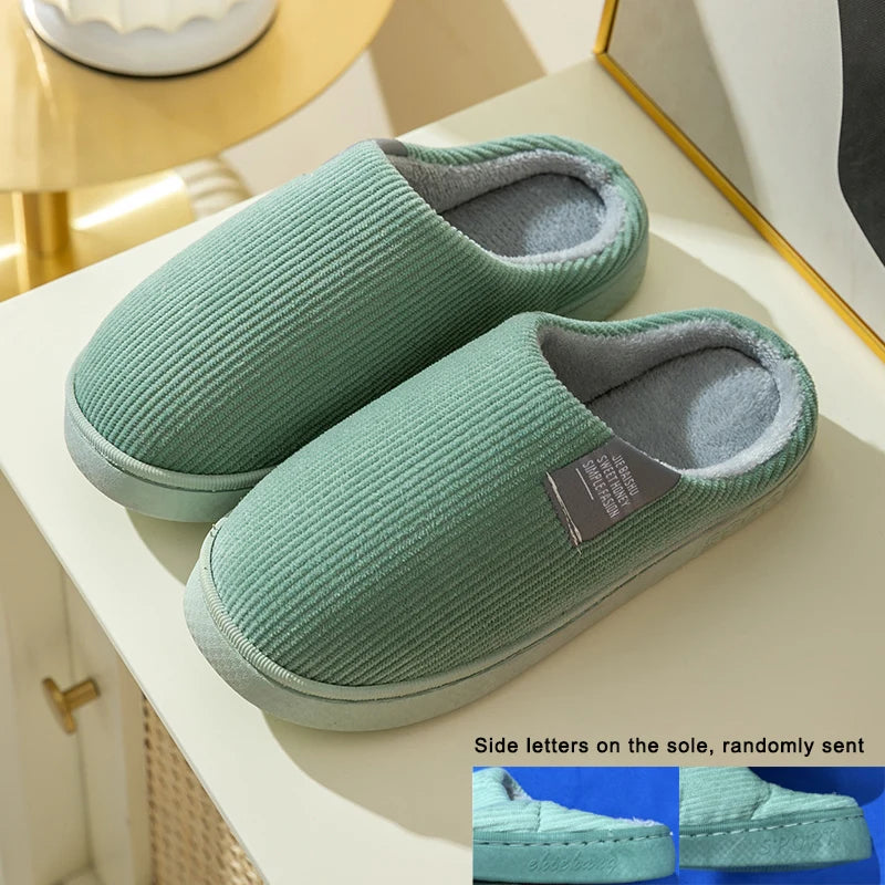 Thick Sole Home Indoor Outside Men And Women Couples Winter Household Warm Fluffy Slippers High Heels Plush Cotton Shoes Ladies