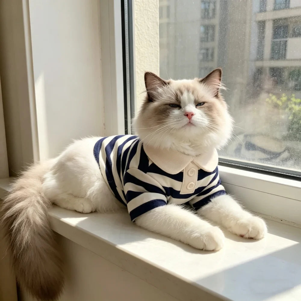 1pc 3Colors Striped Pet Polo Shirt, Soft Breathable  T-Shirt for Small Dogs & Cats, Classic  Block Design, Casual Daily Outfit