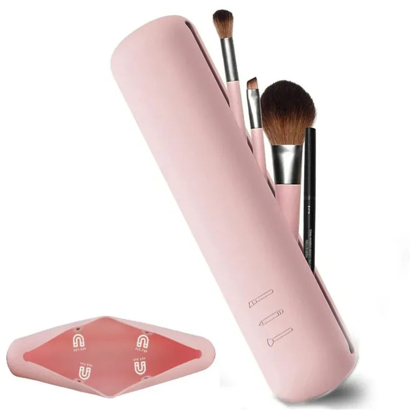 Silicone Brow Pencil Case Makeup Brush Eyeshadow Brush Storage Set Dust-Proof Simple Portable Travel Bag Specific