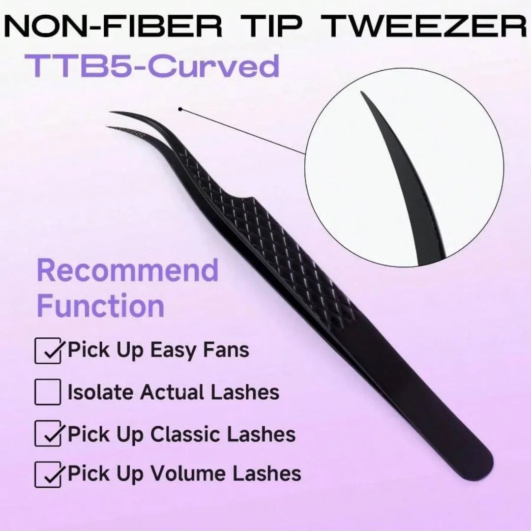 3pcs set Professional Eyelash Tweezers Titanium Curved Head False Eyelash Clamp Tool for Beauty Health Fiber Tip Eyelash Curler