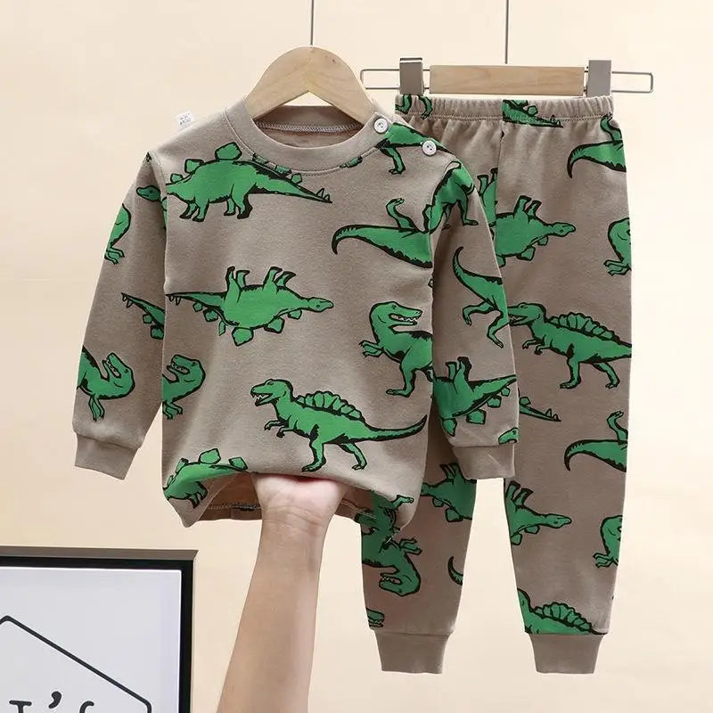 0 1 2 3 4years Baby Long Sleeve Suit Cartoon Printed Kids Home Clothes Pajamas Set Toddler Costume Cotton Children's Wear Pjs
