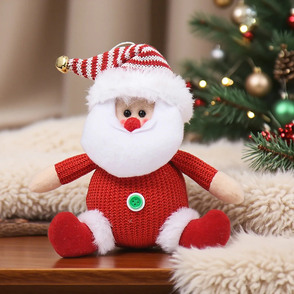 Christmas Plush Hanging Ornaments Santa Snowman Reindeer Doll Pendant with Scarf for Xmas Tree Home Holiday Party Decor