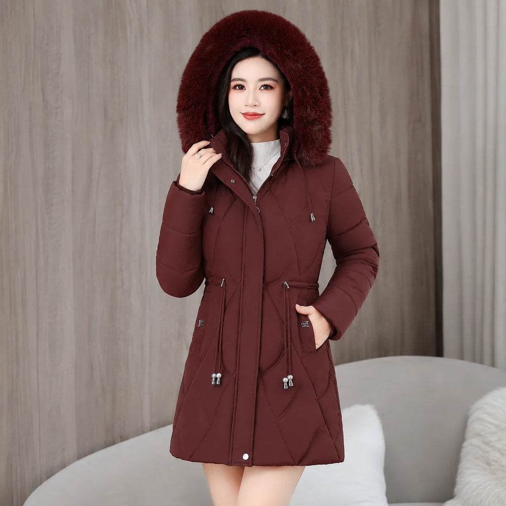 2026 Fashion Winter Women Parkas Long Slim Fashion Korean Big Fur Coll ...