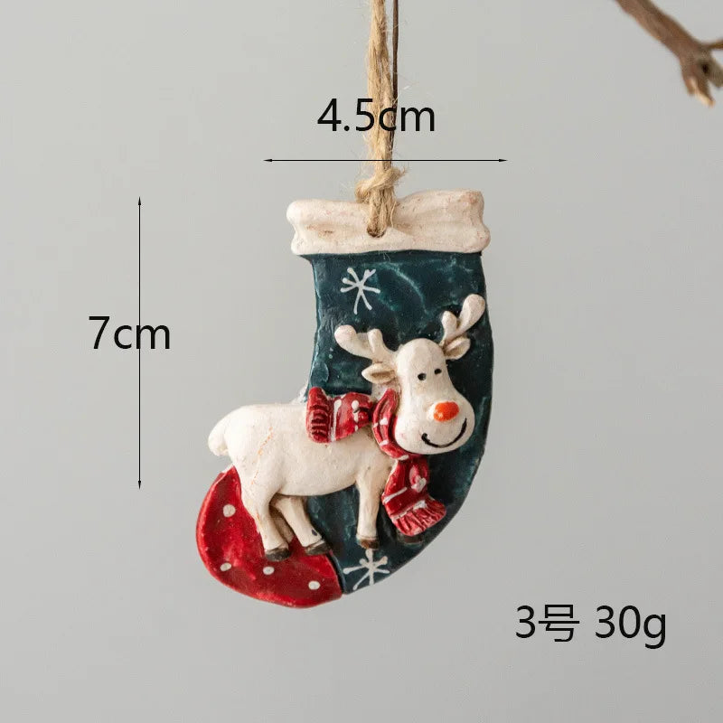 Merry Christmas Resin Christmas Santa/angel/Snowman Pendant Christmas Tree Decoration Xmas Ornaments 2023 Navidad New Year Decor