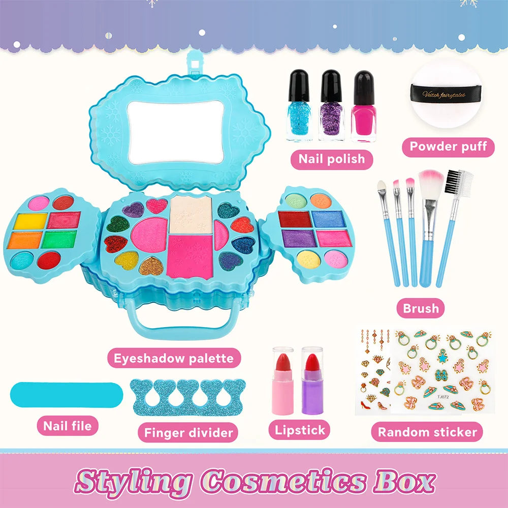 Kids Washable Makeup Girl Toys Kids Makeup Kit for Girl Real Make Up Set Snow Box Kids Nail Art Kit for Girl