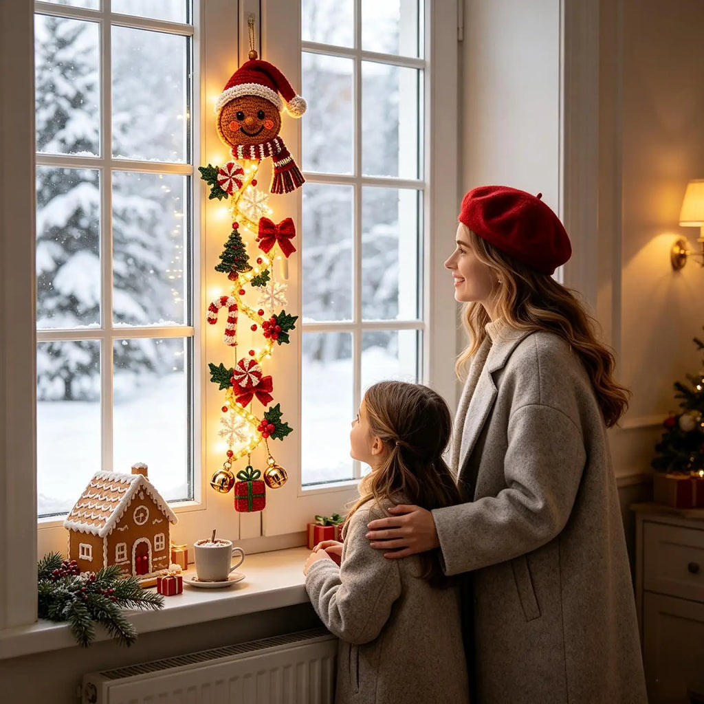 Glowing Christmas Door Decor Hangable Seasonal Accent Quilted Swag Christmas Lighted Door Decoration for Home Farmhouse Villa