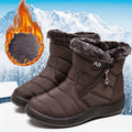 Women's Casual Sports Shoes, Mid-Calf Thick Plush Waterproof Cotton Boots, Outer Zipper Cotton Boots