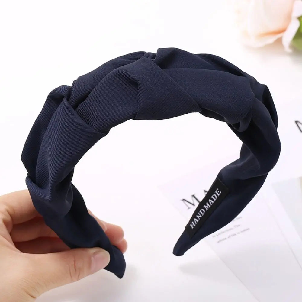 Women Girls Wide Top Knot Hair Bands Headdress Solid Color Cloth Headband Bezel Girls Hairband Hair Hoop Female Hair Accessories