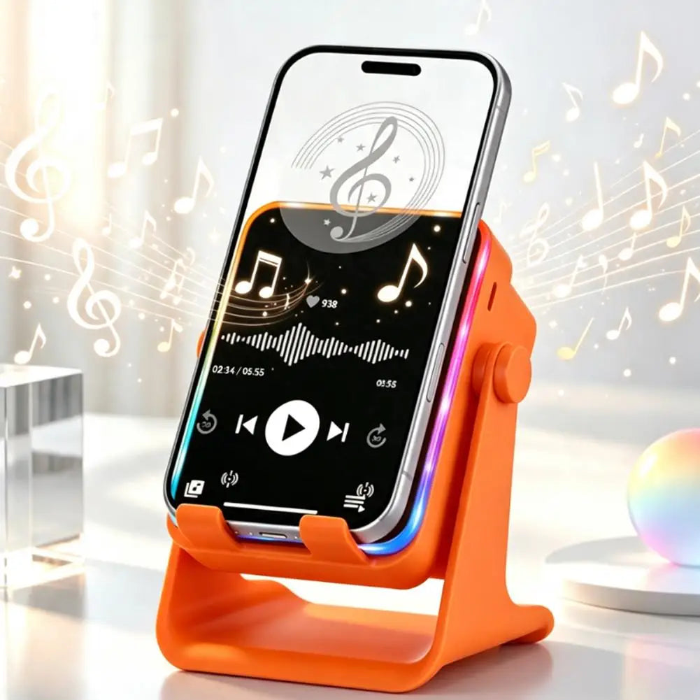 360° Rotating Phone Speaker Dock  Instant Induction Playback, RGB Rhythm Lights For Movies Music Accesories