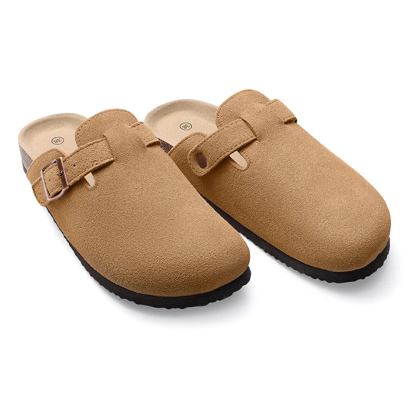 Kidmi Men's Cork Footbed Slide Sandal Slip On Sandals  Women Cork Sandals Nonslip Beach Sandals Female Adjustable Buckle Slides