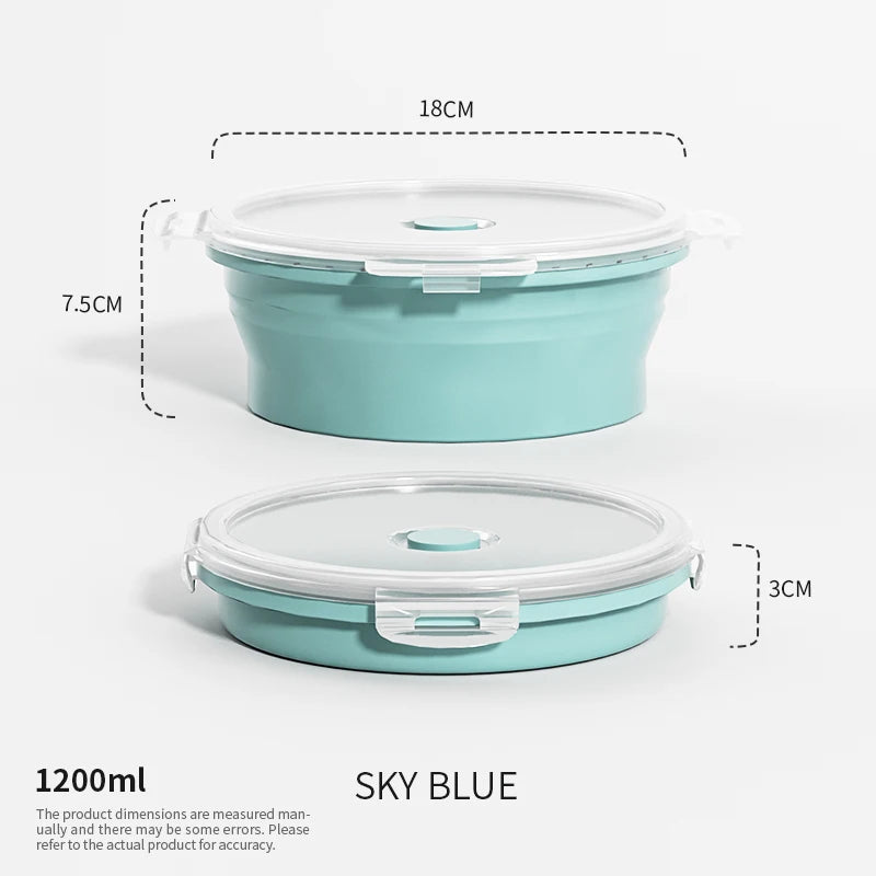 Collapsible Food Storage Containers Silicone Lunch Box with Lid Food Bowls Kitchen Stackable Lunch Box for Pantry Freezer Safe