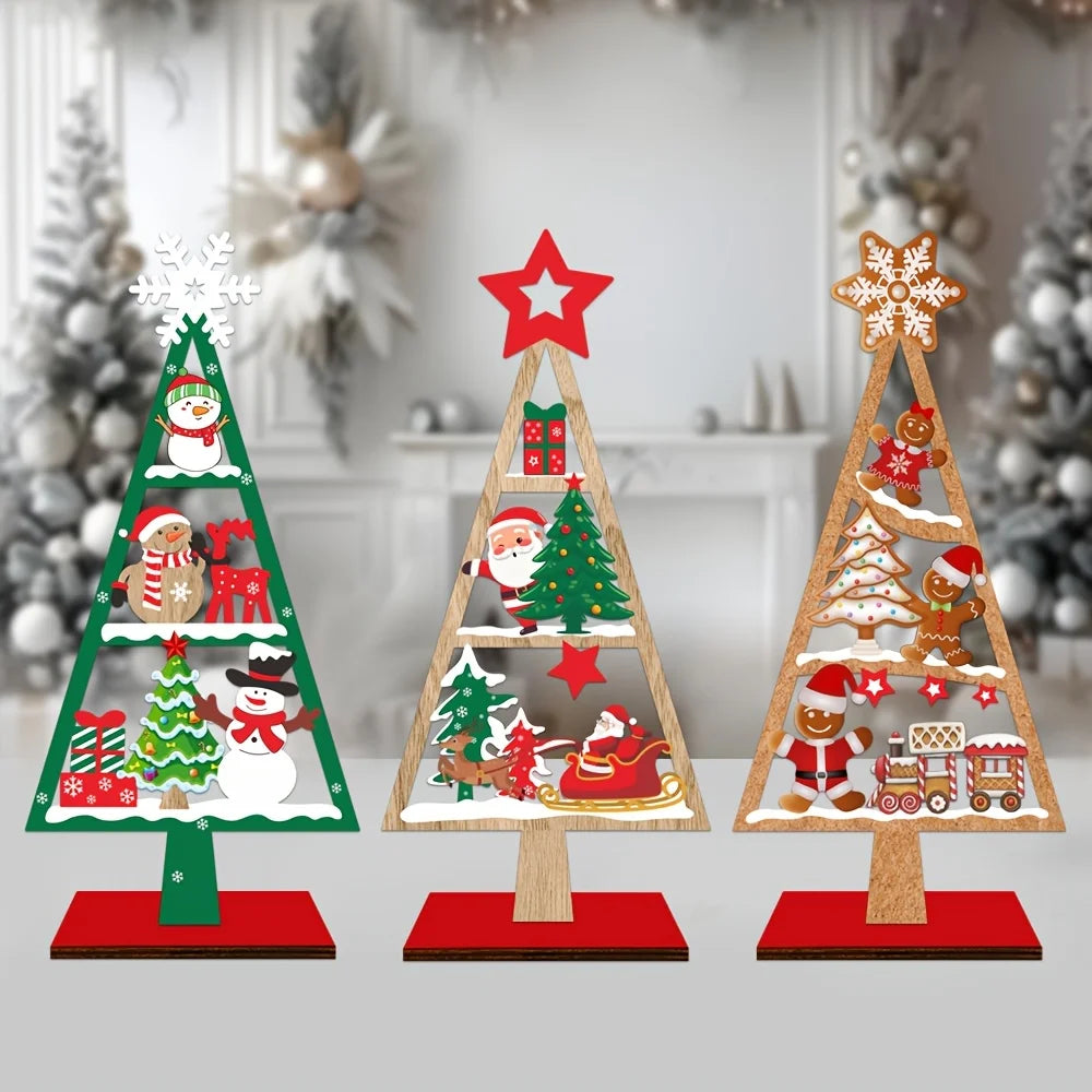 Christmas Ornaments Wooden Christmas Tree Desktop Decoration Party Holiday Atmosphere Arrangement Creative Small Gift