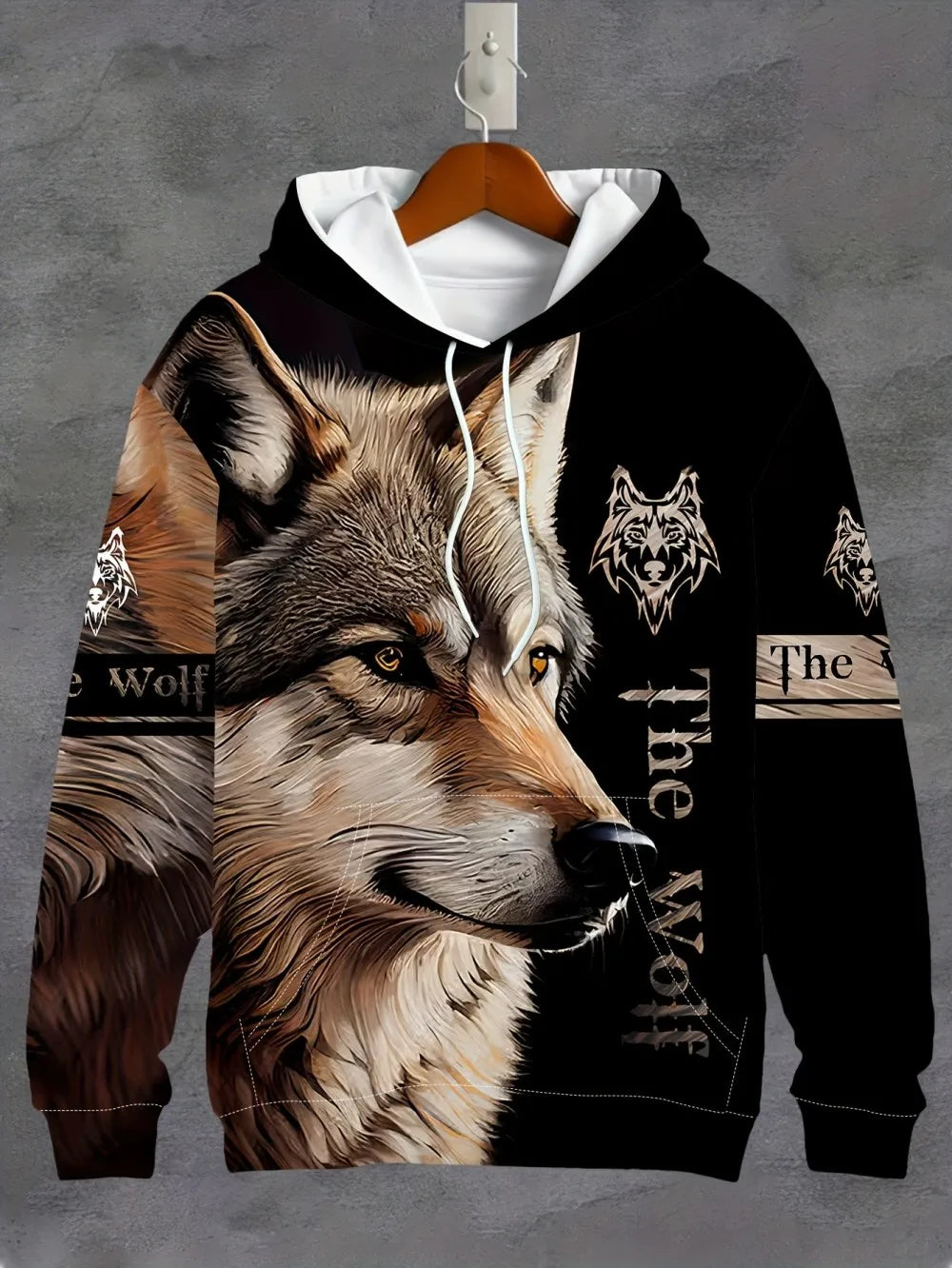 New European and American autumn men's animal print micro elastic comfortable hooded sweatshirt outdoor urban fashion clothing